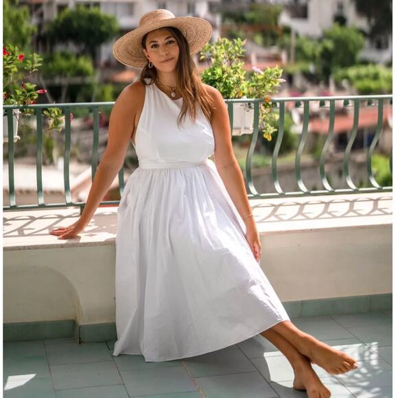 J. CREW 2023 High Neck Cotton Poplin Sleeveless Midi Dress White Sz 6 NWT {3Y7} - Picture 1 of 5